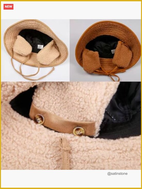 Women\'s Warm Fluffy Fuzzy Bucket Hat with Ear Flaps Cotton Polyester main image 4